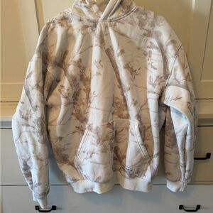 Neutral Tie-Dye Hoodie Sweatshirt - Beige/White